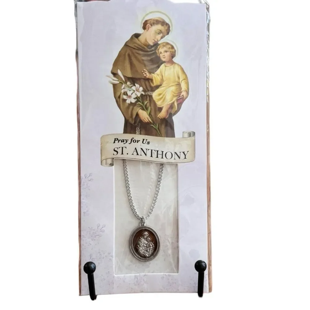 St. Anthony Pray for Us Medal Necklace St Franciscan Friars of Atonement. NEW.